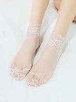 women breathable invisible socks leaves lace thin hollow non slip shallow socks lace boat socks net yarn