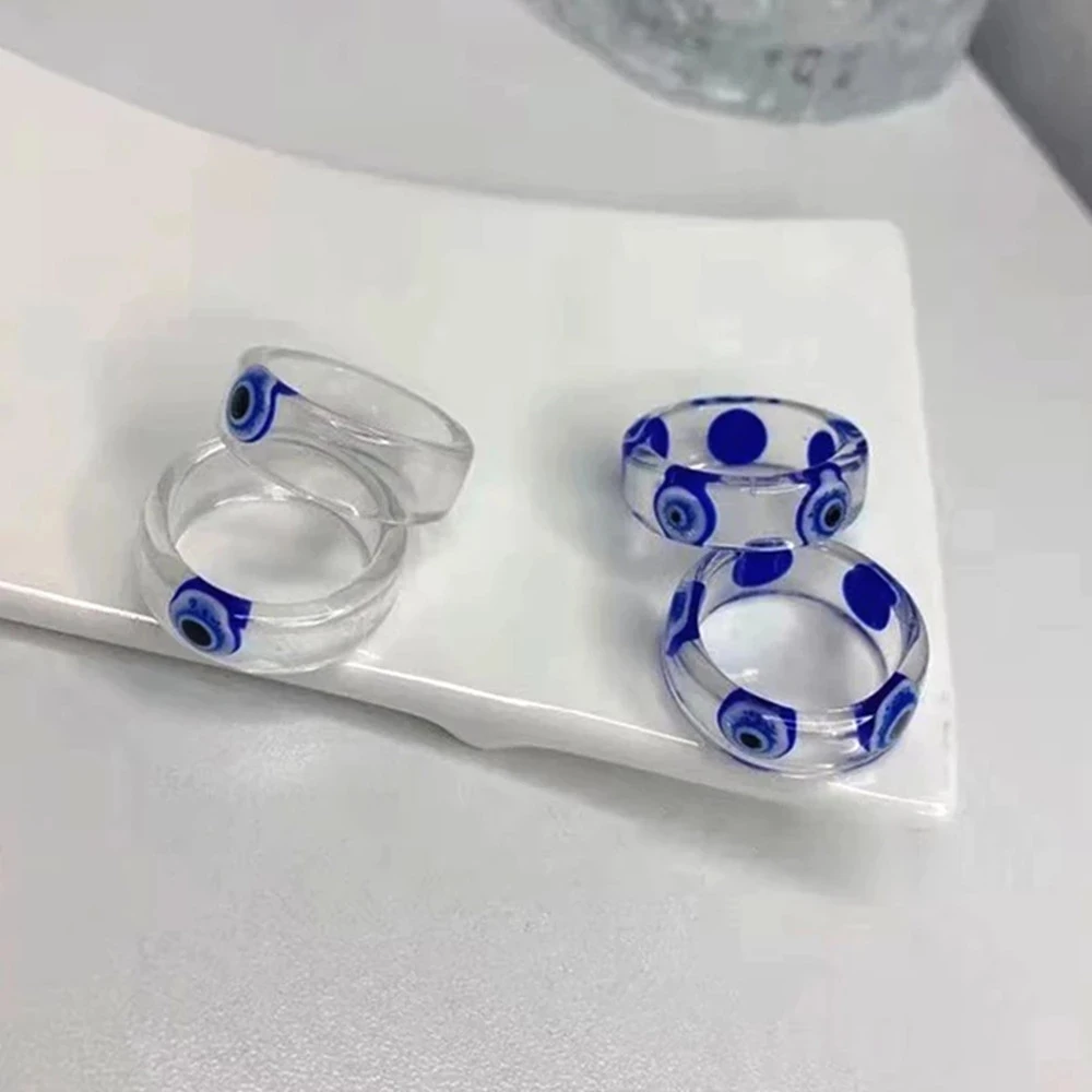 

Goth Evil Eye Transparent Acrylic Rings for Women Egirl Vintage Punk Bohemia Vintage Rings Jewelry 90s Aesthetic Gifts 2021 New