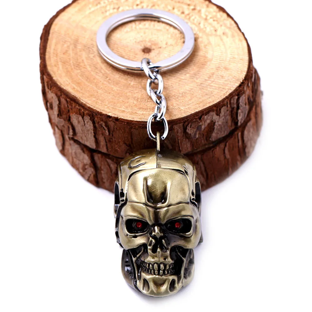 Фильм брелок с Терминатором крутой 3D череп форма головы металлическая цепочка