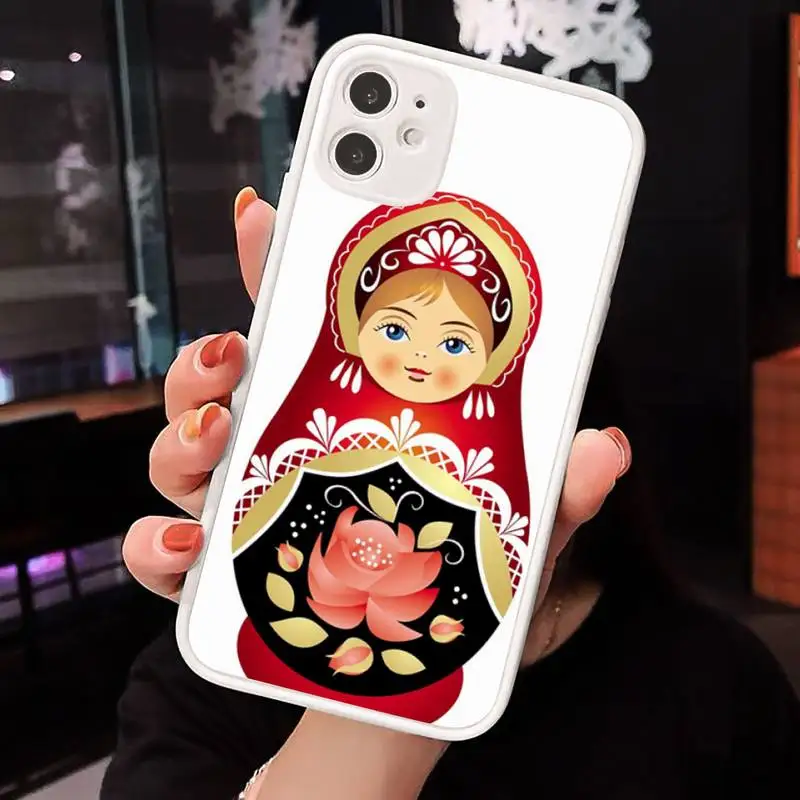 

Russian matryoshka Dolls Phone Case Matte Transparent for iPhone 7 8 11 12 s mini pro X XS XR MAX Plus cover funda