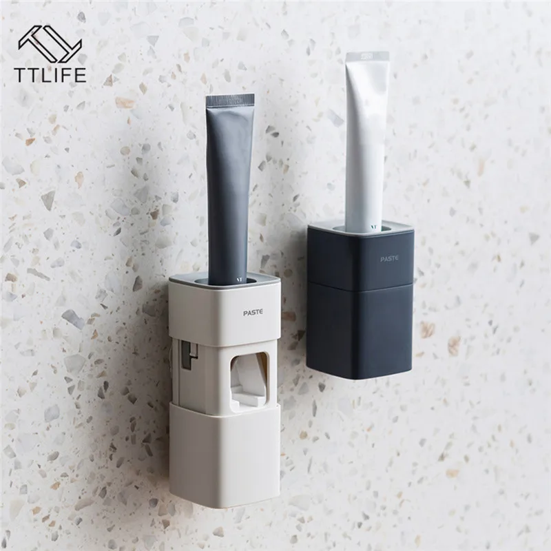 

Bathroom Wall Mounted Toothpaste Dispenser Fully Automatic Dust-proof Toothpaste Squeezer Bathroom Accessories Toothbrush Holder