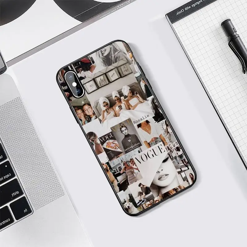 

Fashion Vogue magazine art pattern luxury Phone Case shell Tempered glass For iphone 5C 6 6S 7 8 plus X XS XR 11 PRO MAX