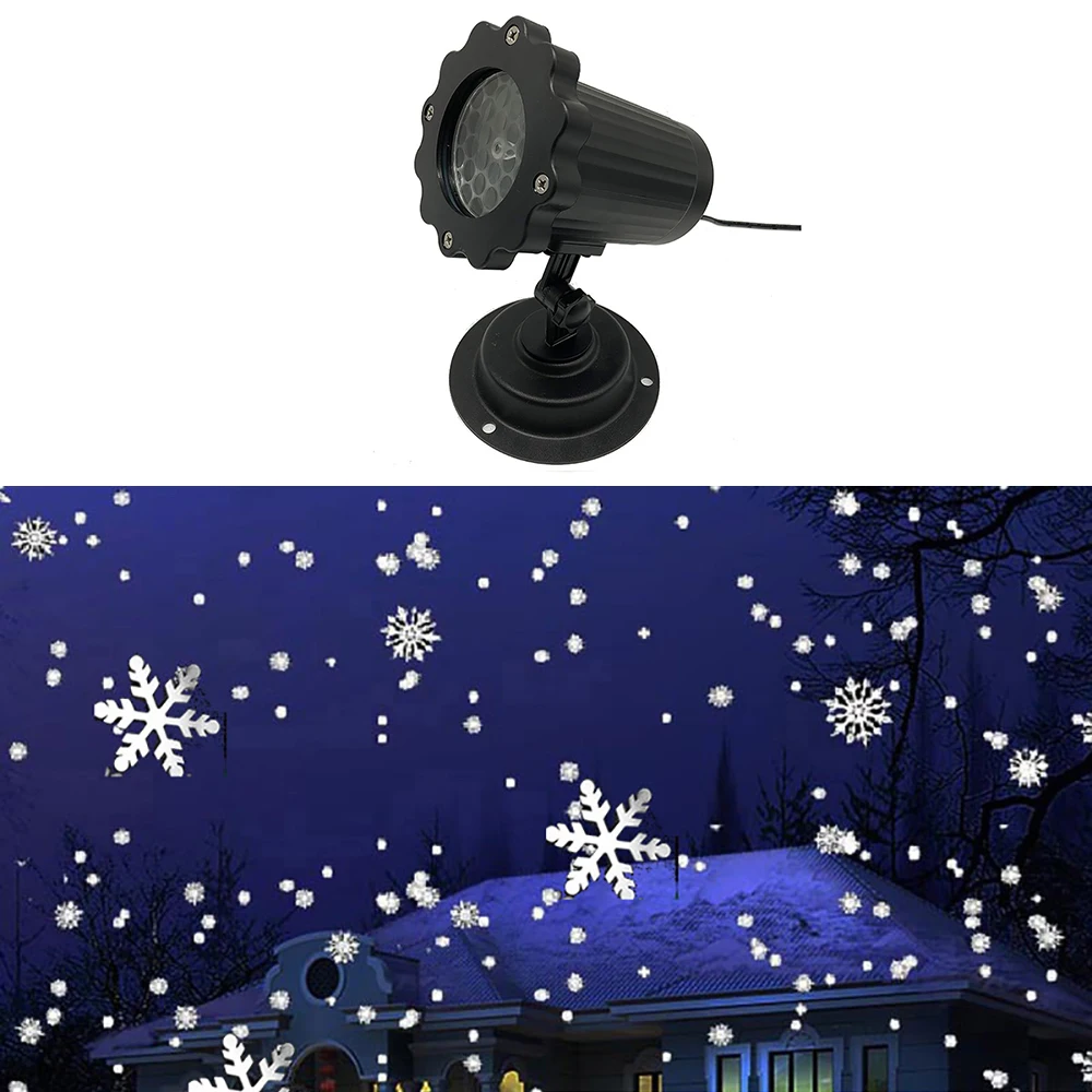 Christmas Snowflake Laser Light Snowfall Projector IP65 Moving Snow Outdoor Garden Laser Projector Lamp For New Year Party Decor