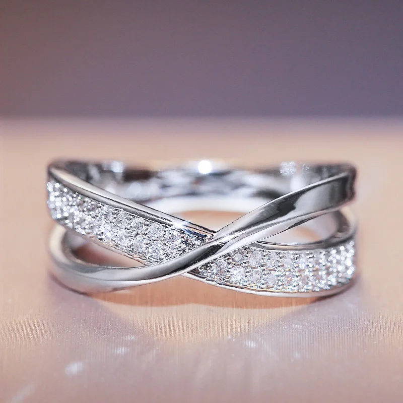

JK Delicate Simple Cross Female Ring Love Jewelry Valentines Anniversary Gift Suit Various Occasions Fashion Women Jewelry