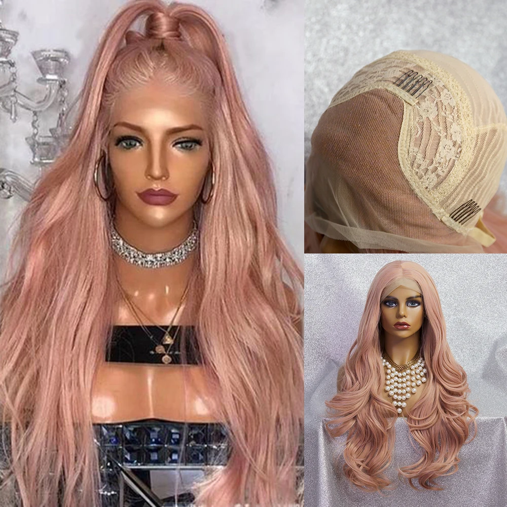 

OLEY Hair Synthetic Lace Front Wig Loose Wave Pink Wig Glueless Heat Resistant Free-part Wavy Cosplay Wigs For Black Women