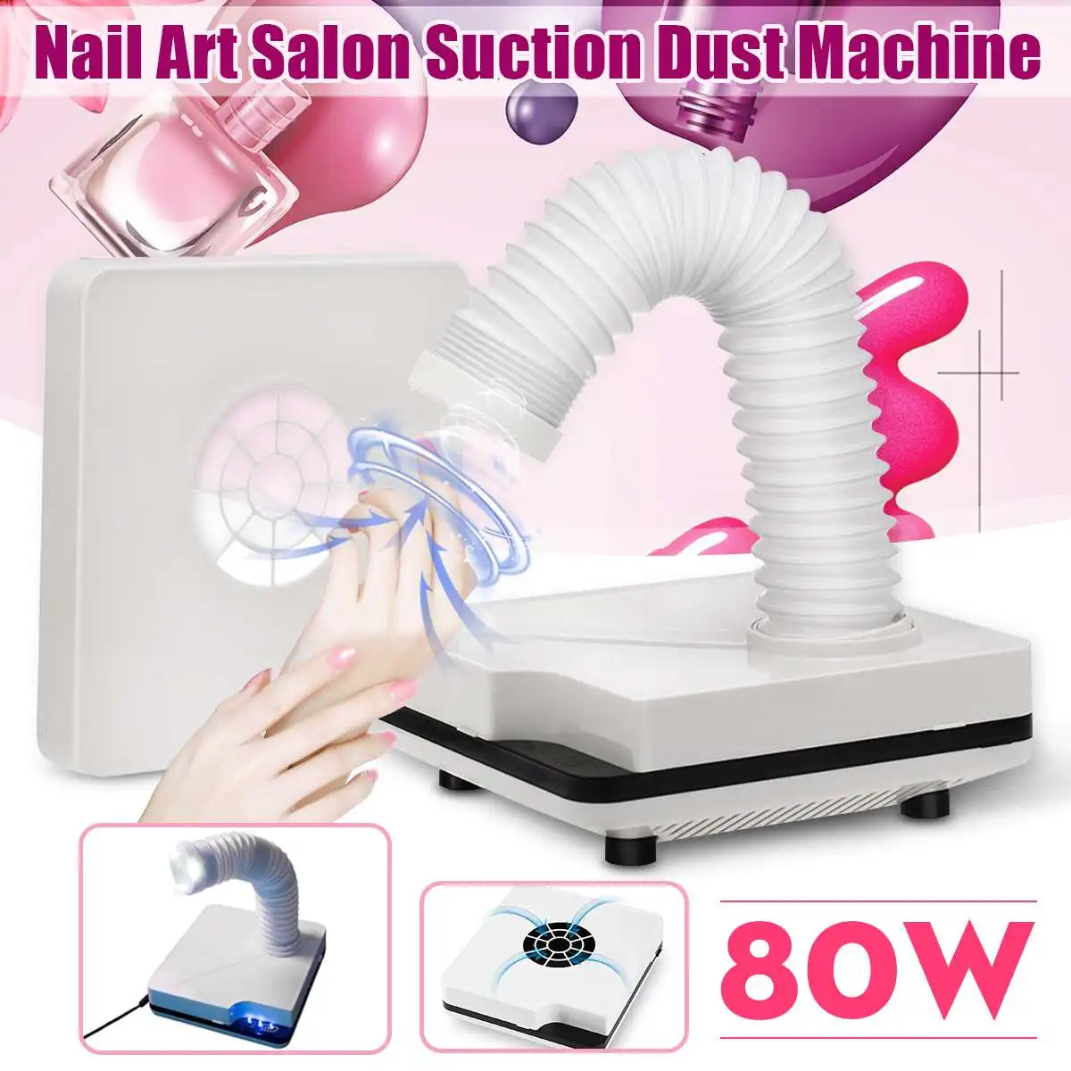 

Nail Suction Dust Collector Nail Dust Collector Vacuum Cleaner Nail Fan Salon Nails 80W Strong Power Art Manicure Machine Tools