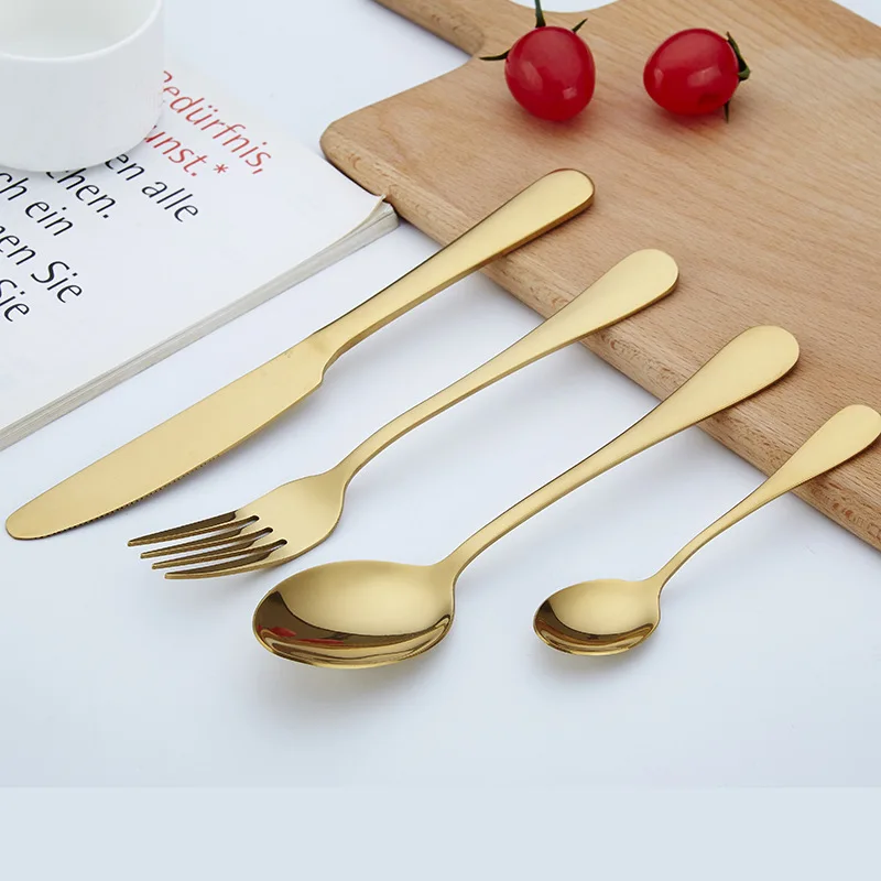 4 шт./компл. набор разноцветных столовых приборов из нержавеющей стали в западном