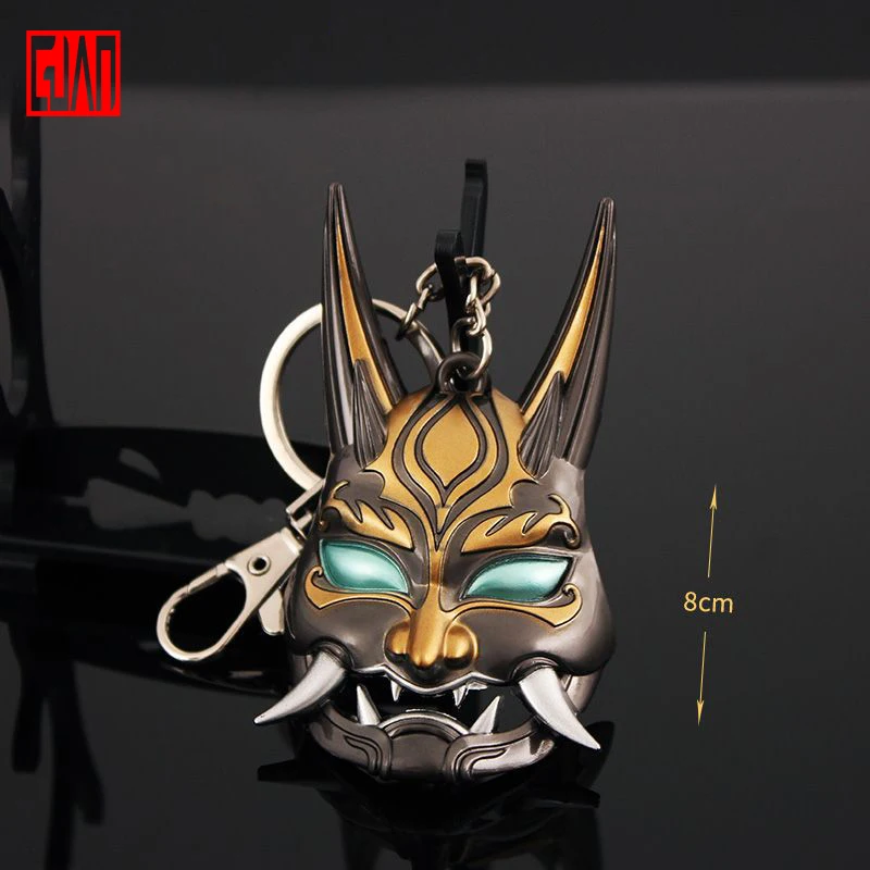 

Alloy Sword Model Genshin Impact Game Peripheral Pendant Mandrill Mask Metal Night Fork Alloy Model Ornament Chain Pendant 8cm