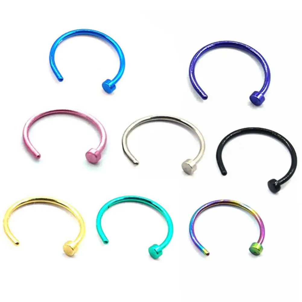 

8 Pcs/Set Trendy Nose Ring C Shape All Match Non Piercing Nose Clips Exquisite Nose Lip Clip