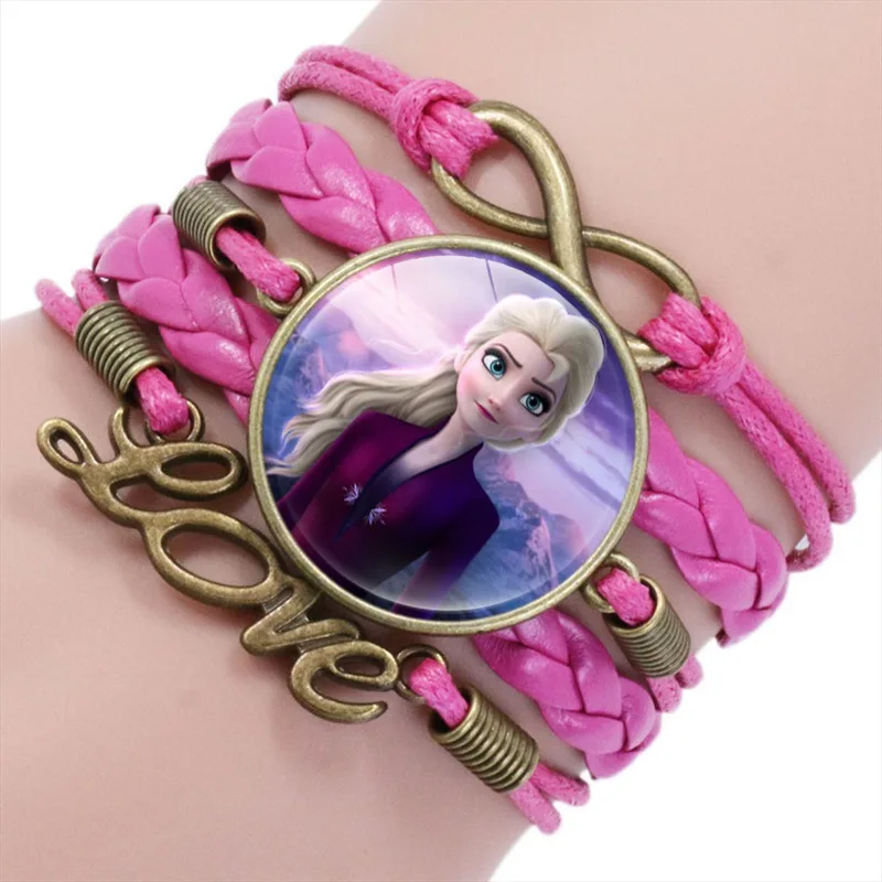 Princess Frozen 2 Alloy Glass Bead Bracelet - Aisha and Anna Girl Birthday Party, Baby Shower, and Wish Gift image 2