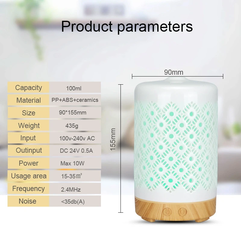 

Aromatherapy Machines 100Ml Essential Oils Diffuser Air Humidifier 7 Colors Night Light Timer Office Bedroom