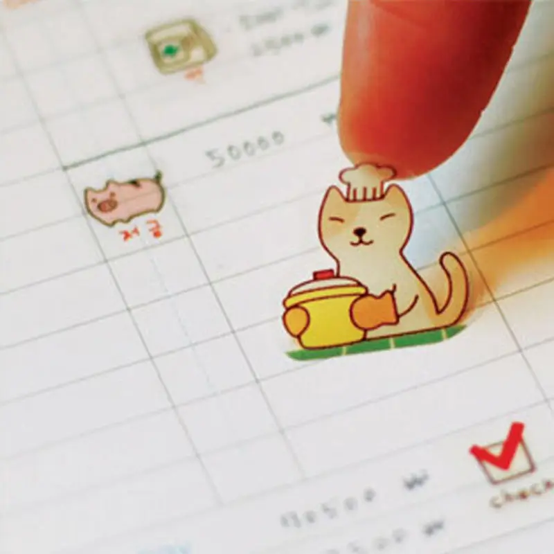 

Hot 6 Sheets Cartoon Kawaii Paper Scrapbooking Cat Stickers Cute Korean Stationery Sticky Notes Diary School Toy Sticker