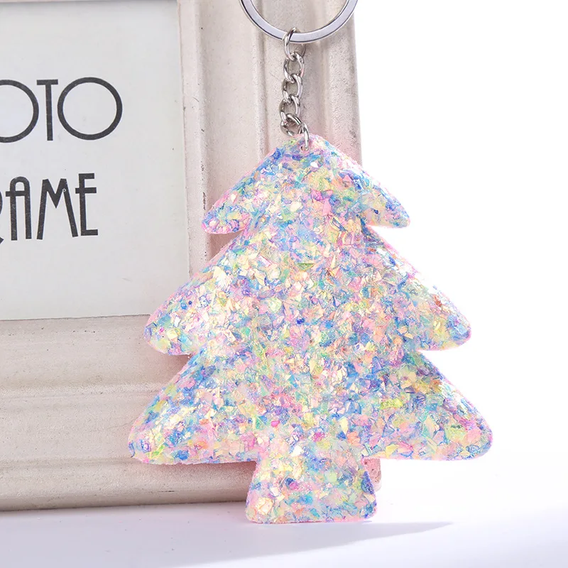 2019 брелок для ключей с милой мультяшной сосновой елкой блестками Женский Детский