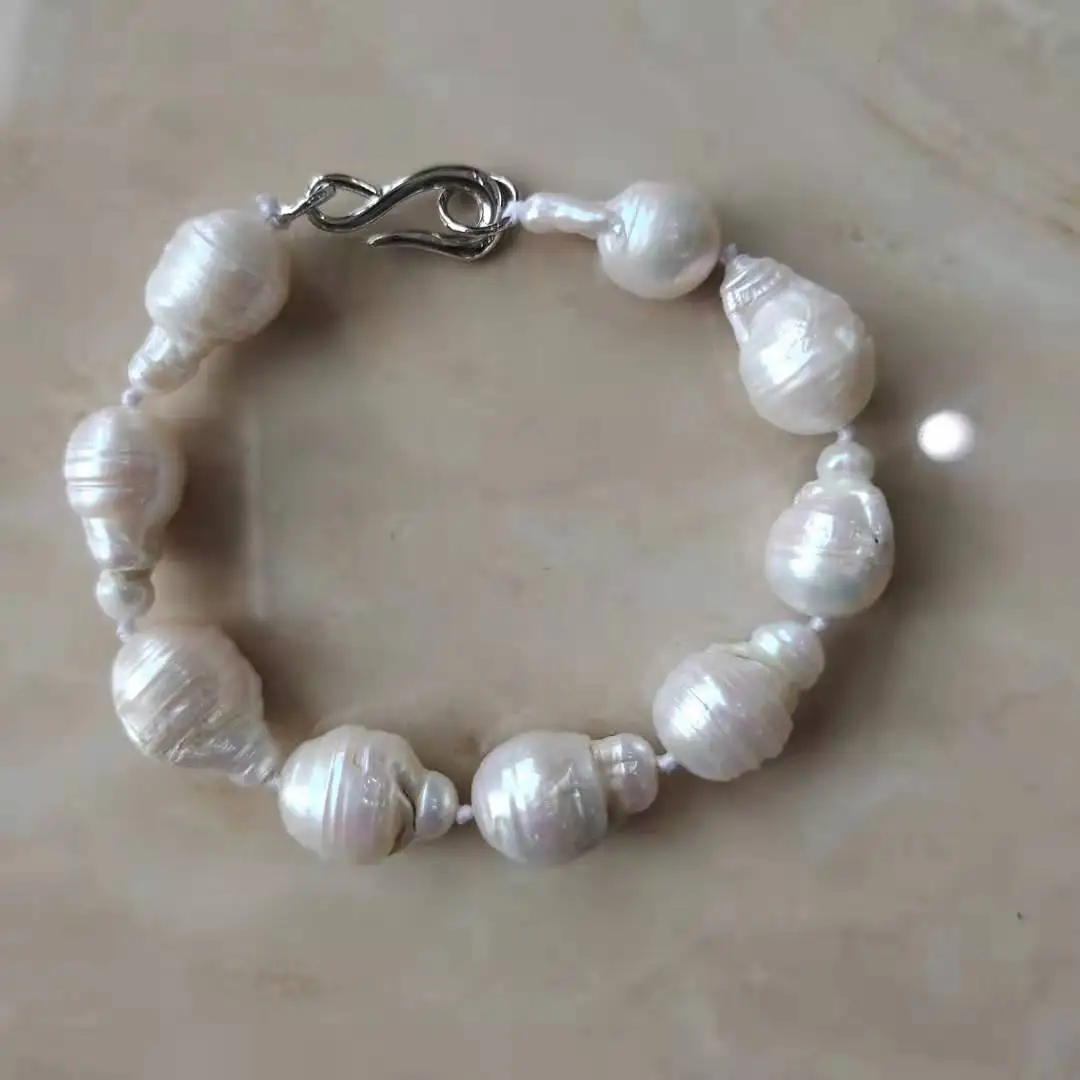 Браслет из 100% пресноводного жемчуга с большим AAA барочным браслетом длиной 17 21 мм