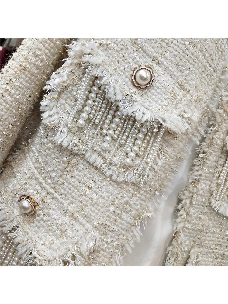 

Heavy craftsmanship, beading, tassels, weaving, tweed, short coat, women's autumn new fashion, personality, versatile top