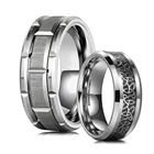 Мужское Винтажное кольцо из нержавеющей стали, серебряное кольцо 8 мм с двойной канавкой, обручальное кольцо в кельтском стиле, амулет в стиле ретро