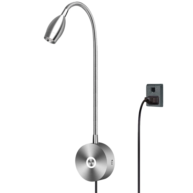 

Dimmable Reading Lamp, Bed Lights With Plug Wired For Bedroom Bedside, Flexible Gooseneck Book Light, Wall Mounted Read Light, 2