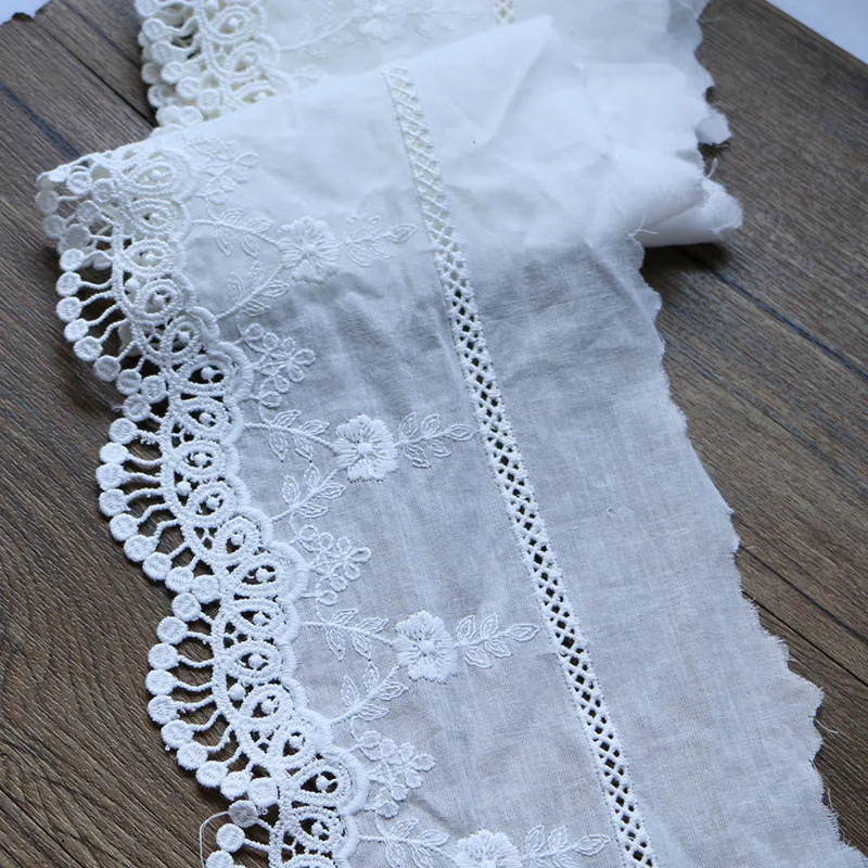 1 ярд белая хлопковая кружевная лента с цветочной вышивкой ручная работа одежда