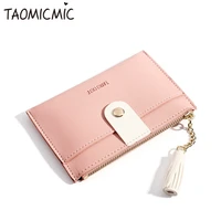 newest women short small coin purse fashion wallet ladies leather folding card soft new girls money bag square coin purse