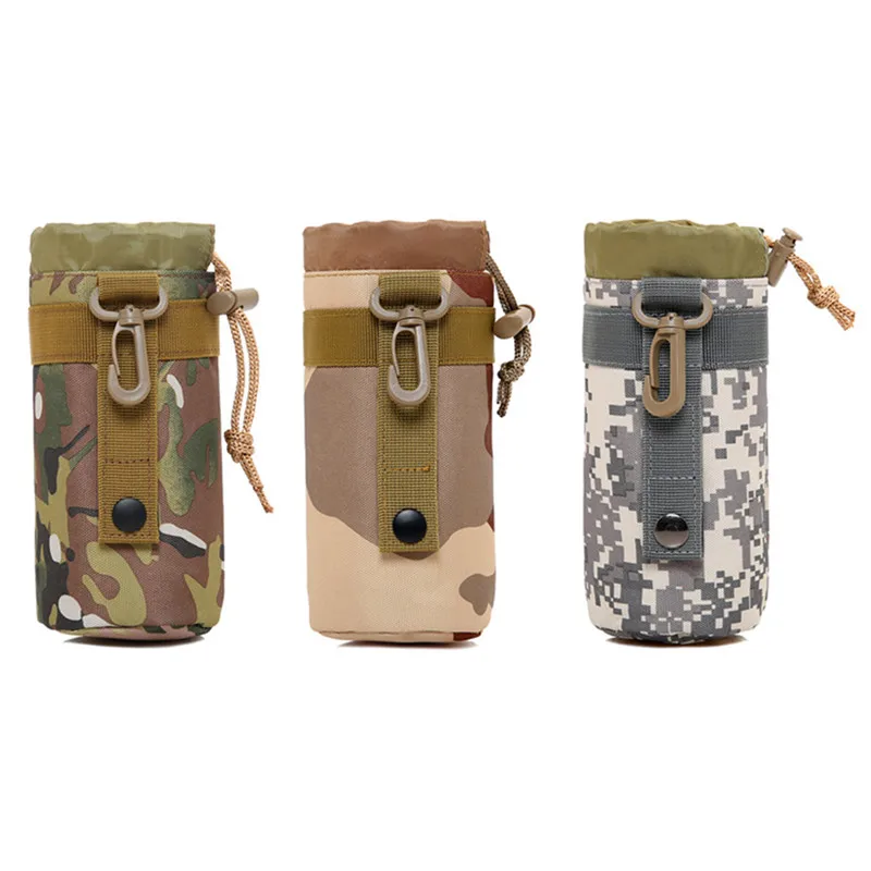 

Water Bottles Pouch Bag Outdoor Sports Camouflage Drawstring Portable Water Bottle Pouch Holder Carrier With Molle System