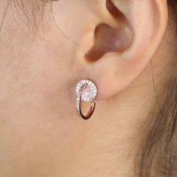 new fashion rose gold color cz earring jewelry frosted sheet circle curved disc stud earrings for women christmas gift
