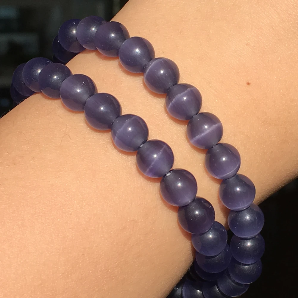 

Natural Stone Beads Round Purple Violet Color Cat Eye Beads for Jewelry Making DIY Charm Bracelet Accessories 15'' Wholesale