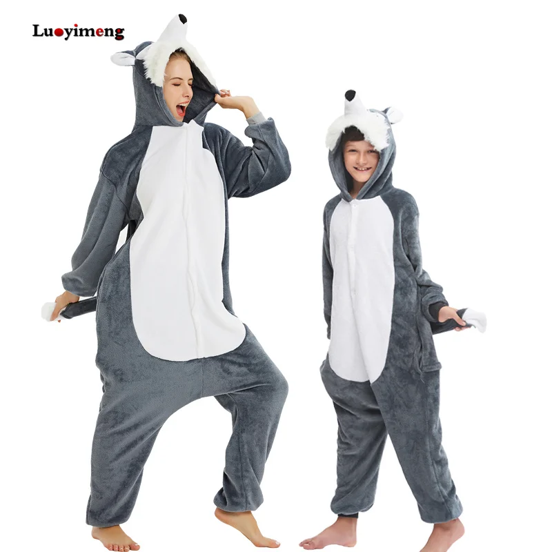 Новый Kigurumi Пижама волк взрослых животных лев панда Единорог Onesie для женщин и