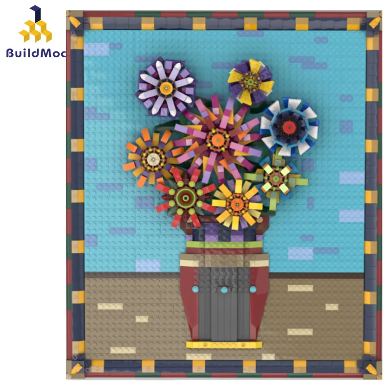 Pixel Art Mosaic Painting MOC Set DIY Sunflower World Masterpiece Van Gogh Building Block Gift ART Decorative Painting