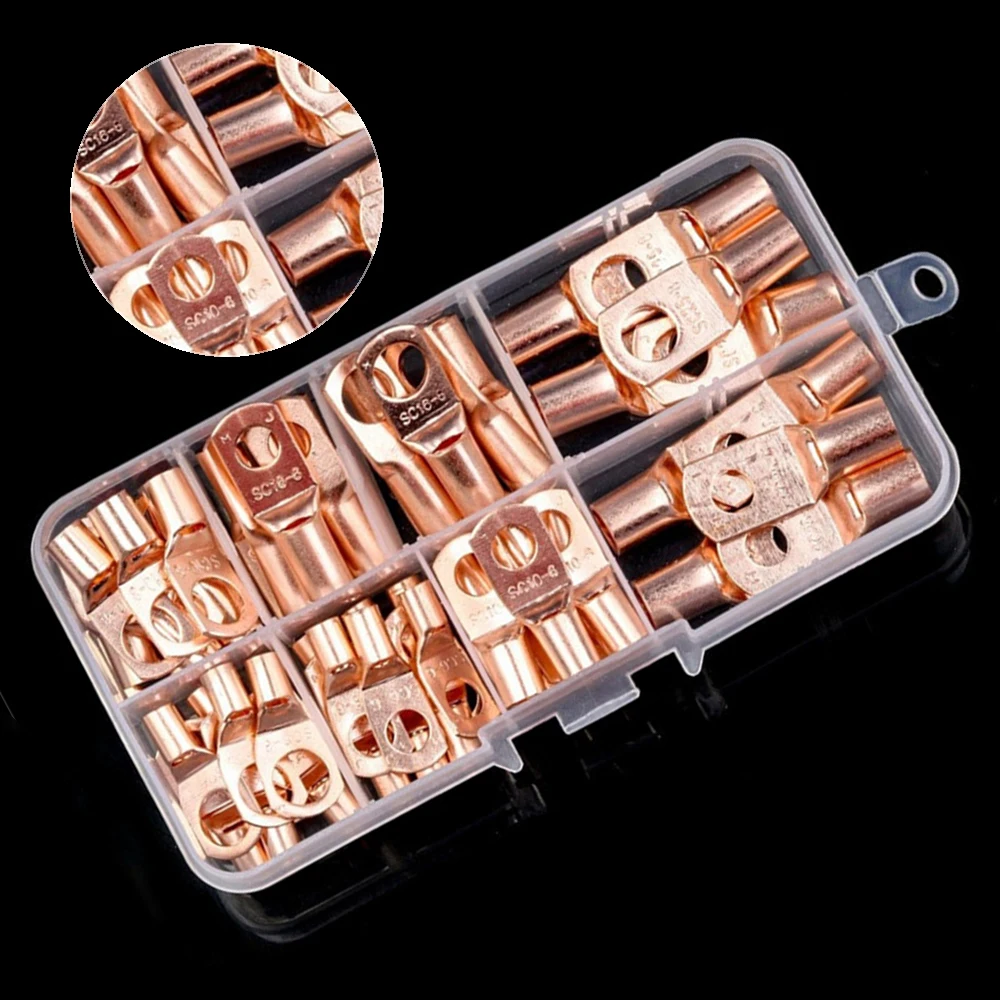 60pcs Copper Wire Ring Terminal Lug SC Battery Welding Bare Connectors Set Kits | Автомобили и мотоциклы
