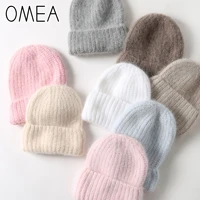 omea angora rabbit fur winter hat women wool hat men gift fashion knitting cotton hat men gift beanie cashmere cap solid color
