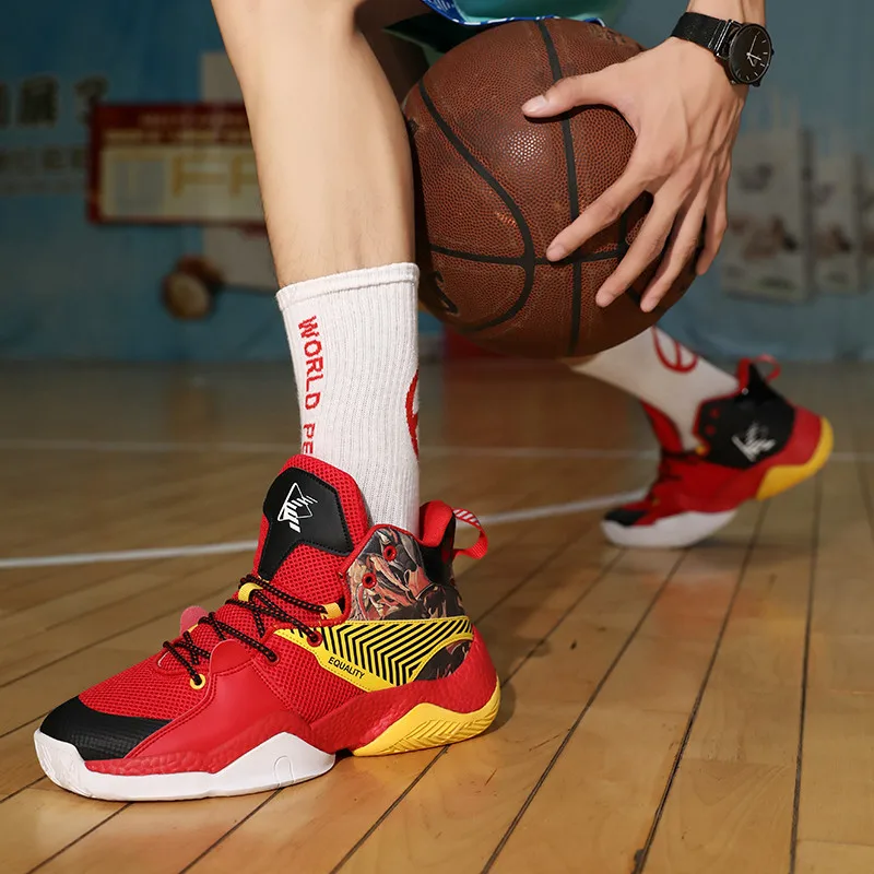 New Top quality Red Basketball Shoes Woman Mesh Breathable Men's Red Sneakers Professional High top Men's Basketball Sneakers