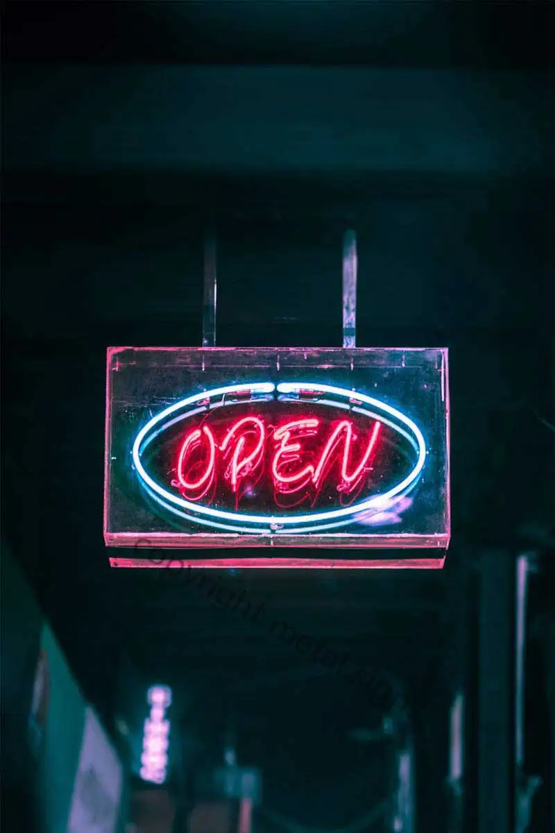 Открытая неоновая вывеска винтажная металлическая жестяная оловянные пластины