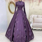 Фиолетовые красивые свадебные платья с бусинами, Аппликации, свадебные платья, сатиновая свадебная одежда, свадебное платье