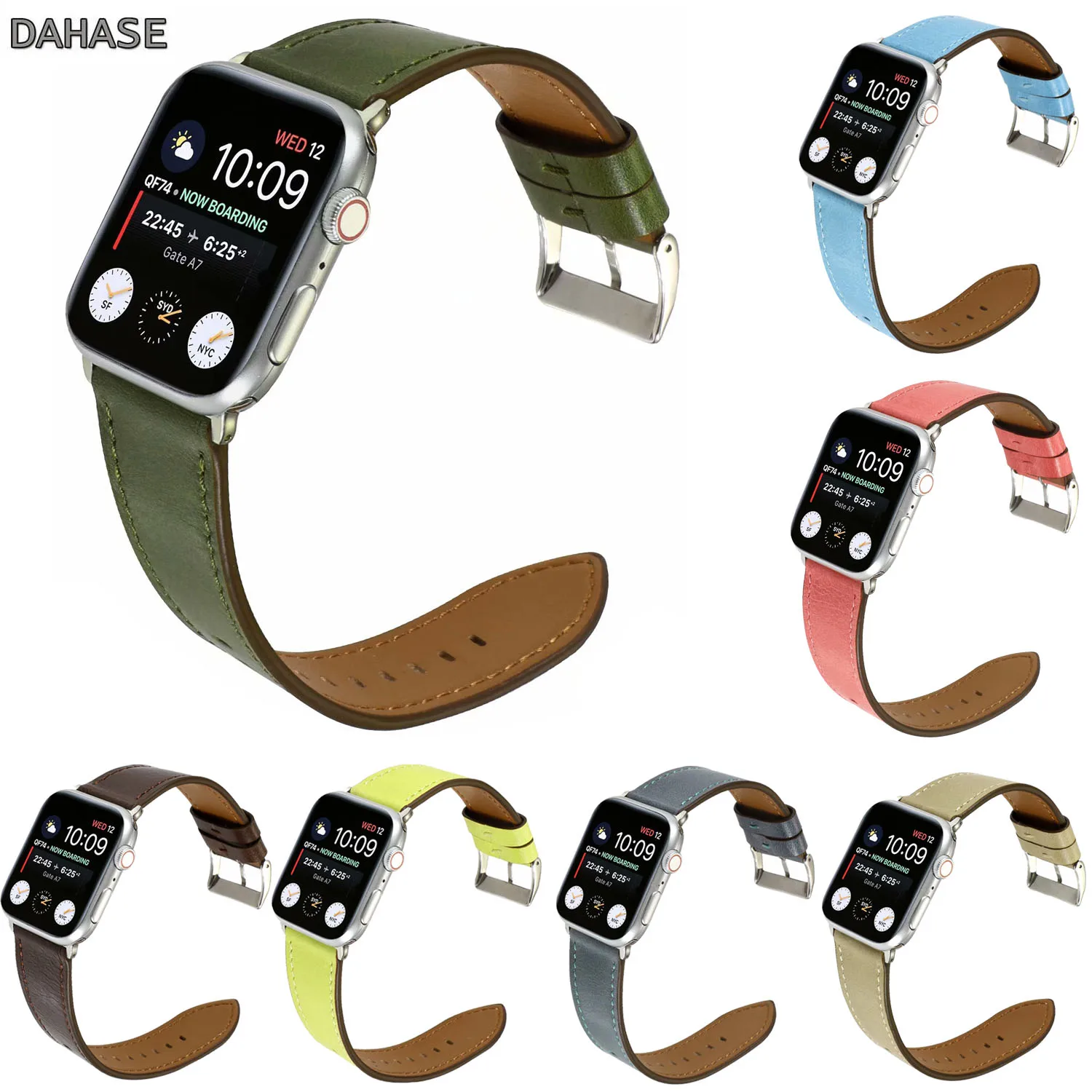 Ремешок из натуральной кожи для Apple Watch Band 44 мм 42 40 38 браслет карамельных цветов