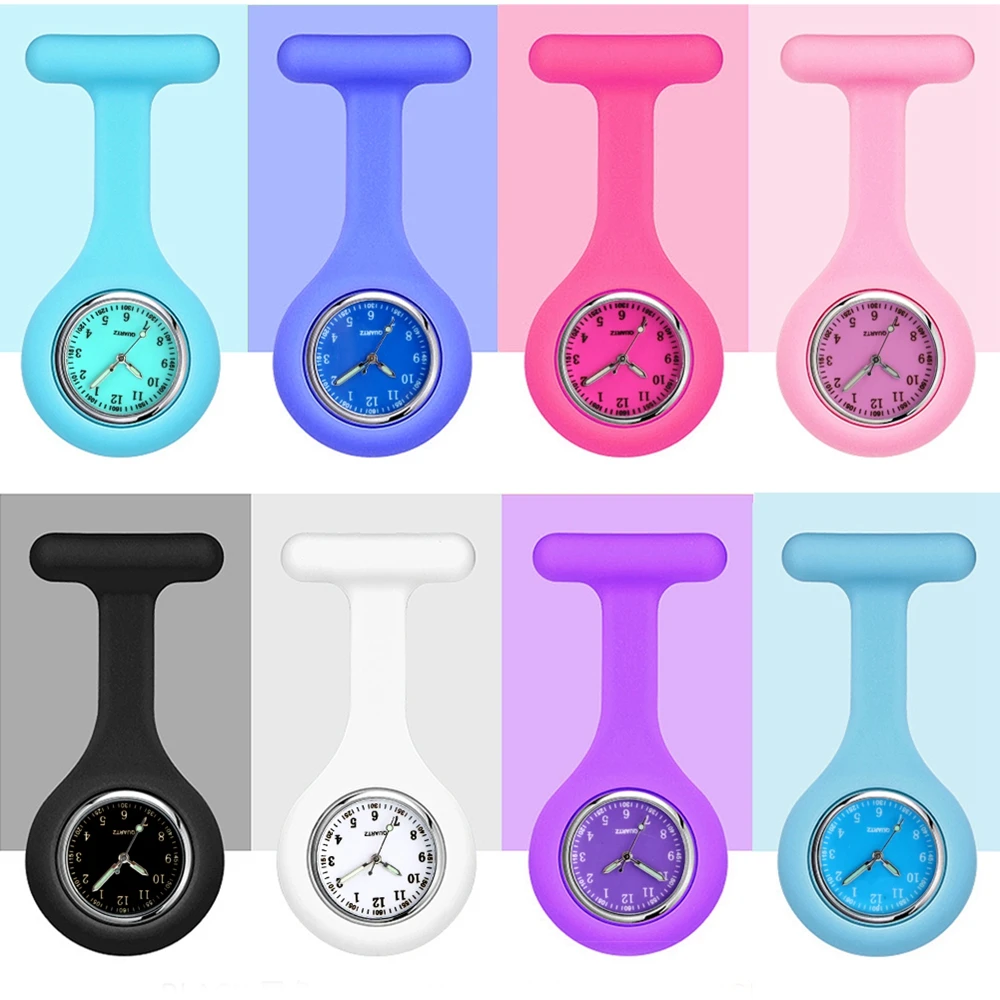 

Luminous Pointer Silicone Soft Nurse Pocket Watches Women Ladies Doctor FOB Watches Medical Brooch Hospital Quartz Hang Watches