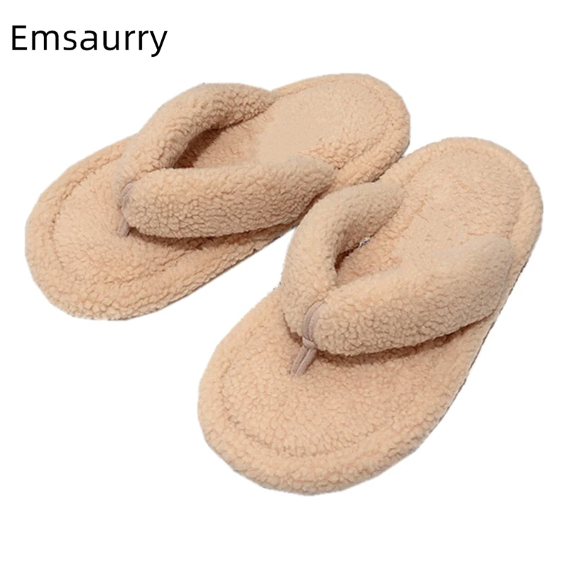 

Luxury Wool Fur Flip Flops Flat Heel Slip-on Slides Sexy Outwear Mules For Girls Lady Runway Slippers Women