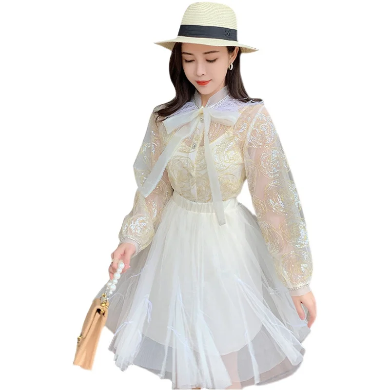 

Fairy two-piece brim web celebrity temperament than fairy embroidery jacket feather tassels small bust skirt suits in the spring