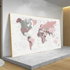 Карта мира, Картина на холсте, румяна, розовый и охотничий зеленый плакат-карта и принты, настенное искусство, современная картина для декора гостиной, Куадрос