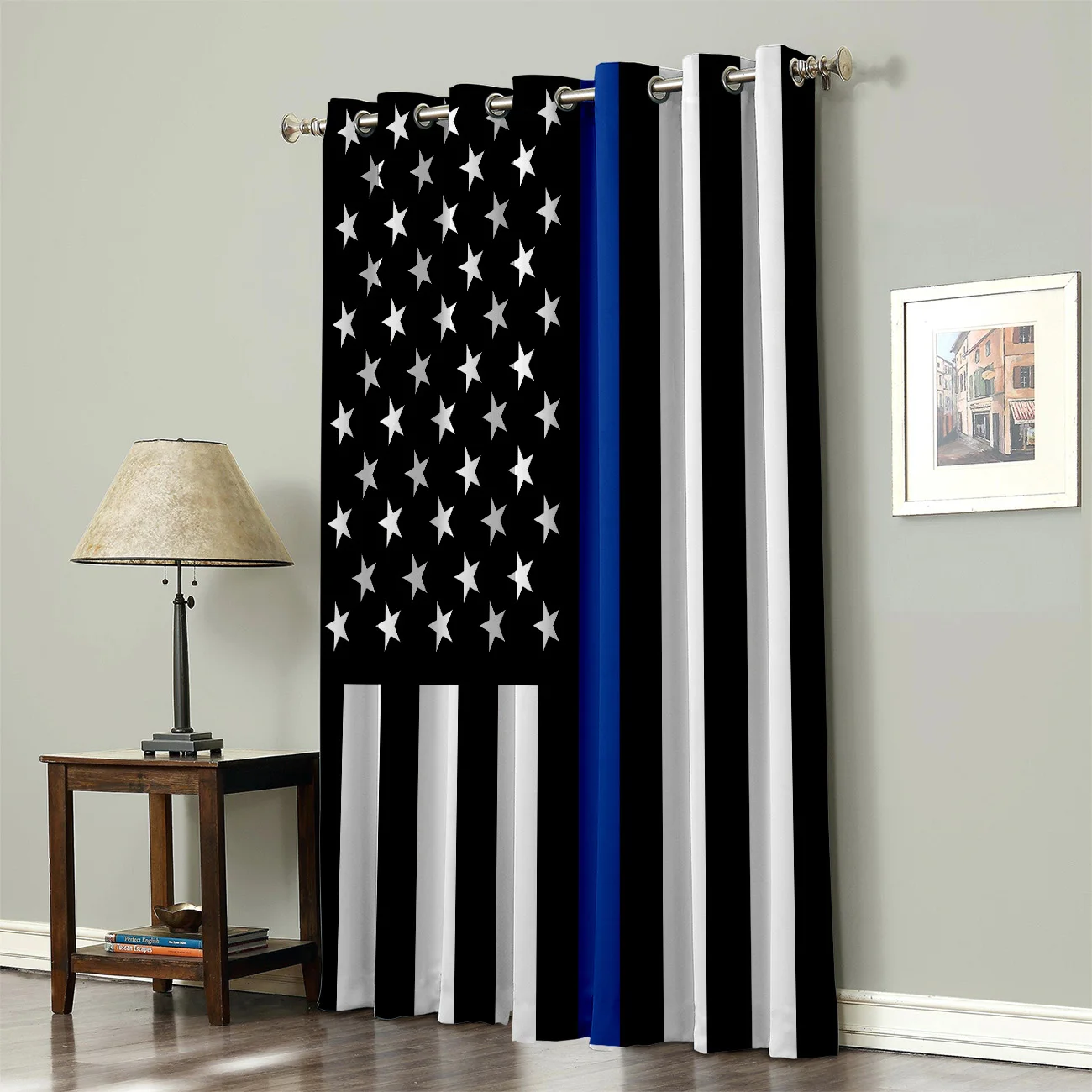 Правоприменительные черно белые и синие американские флаги оконные шторы