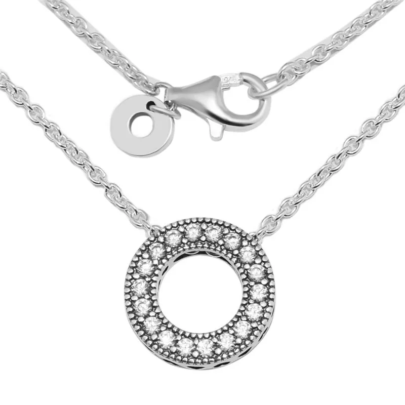 

Clear CZ Hearts Small Hollow Round Pendant Necklaces for Women 100% 925 Sterling Silver Chain Necklaces Jewelry Choker Necklace