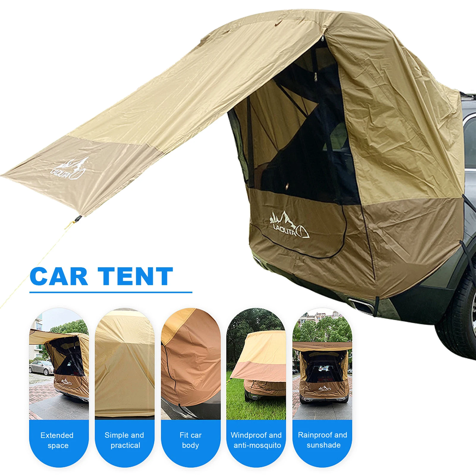 

Self-driving Tour Barbecue Ten Car Tail Extension Tent Sunshade Rainproof Car Travel Tent Trunk Tent Rainproof Car Trunk Tents