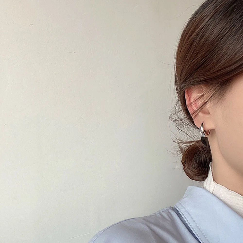 

925 Sterling Silver Circle Arc Earrings Retro Simple Hot Exquisite Couple Valentine's Day Gift Wholesale