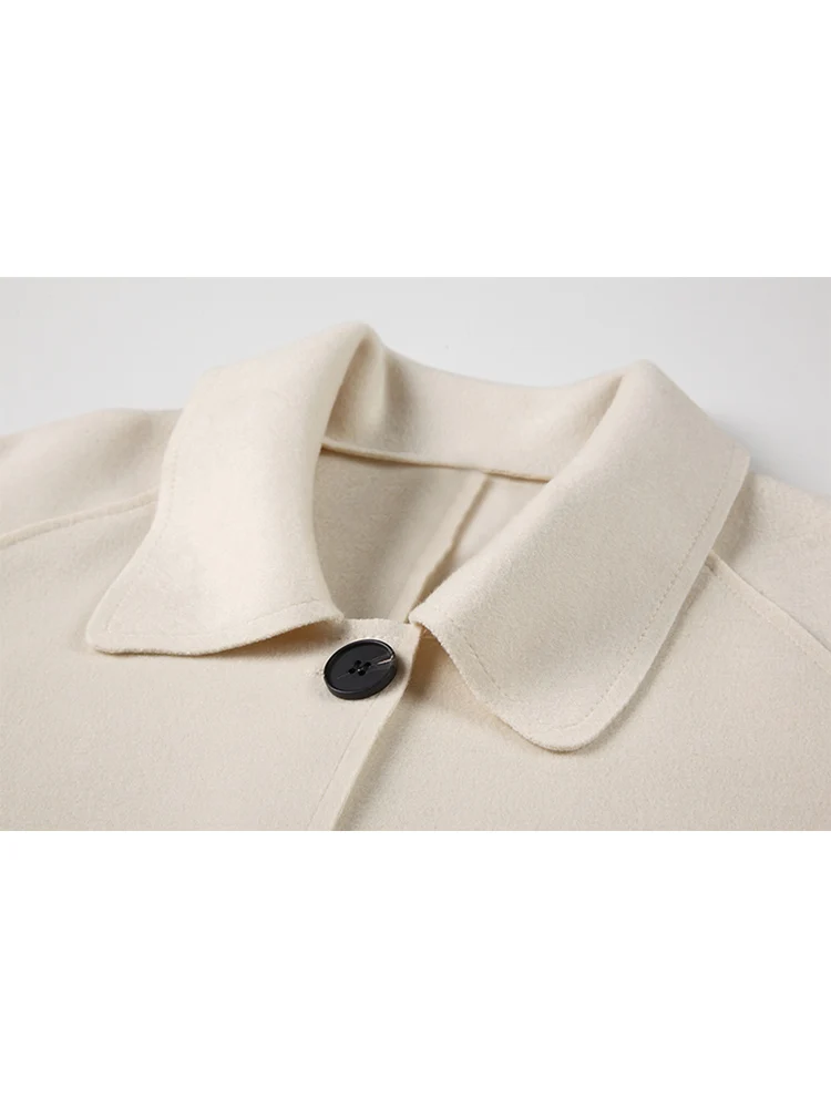 Двубортное шерстяное пальто в Корейском стиле теплая верхняя одежда однобортное