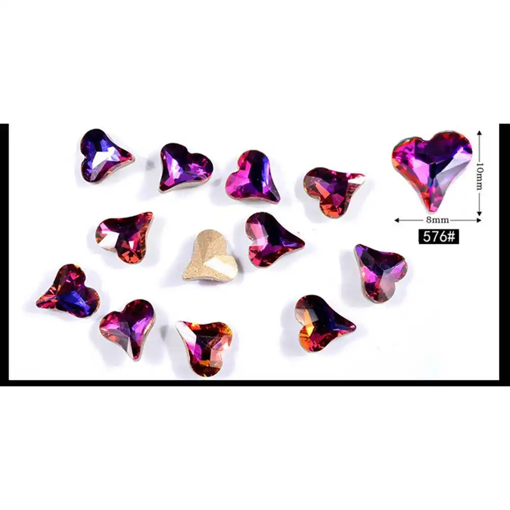 

3pcs Rhinestone Nail Art Decoration Heart Shape Flat Back 10mmx8mm Nail Art Decorations Accessories