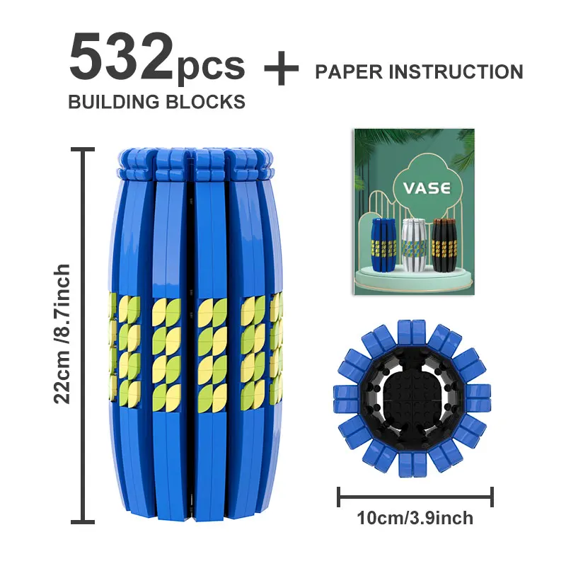 

Настольное украшение MOC, ваза с зеленым редисом, растение, цветок, строительный блок, модель букета, кирпич, ювелирные изделия в сборе, модная...