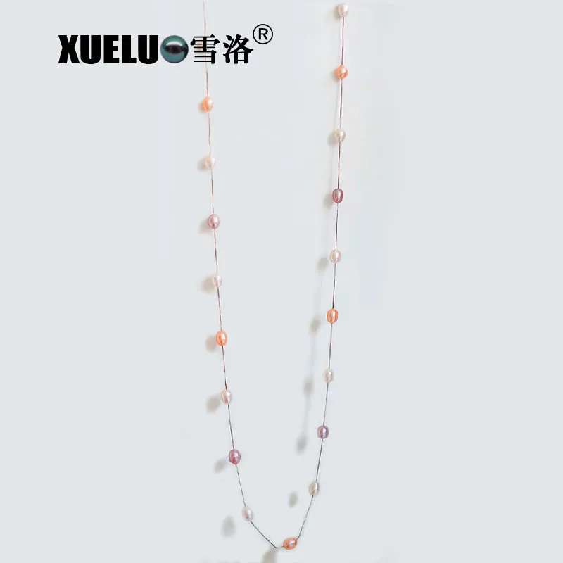 

XUELUO 8-9mm 90cm Long Cultured FreshWater Pearl Necklace 925 Sterling Sweater Chain Necklace for women