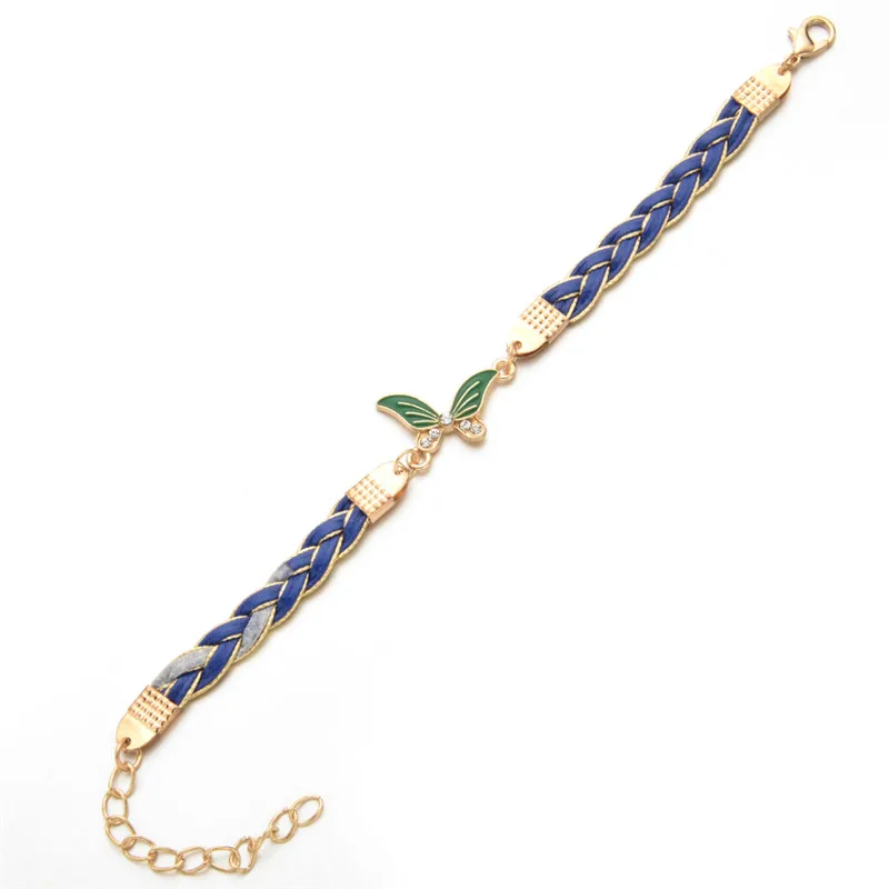 Модные кожаные Стразы сглаза бабочка талисманы браслет для женщин этнические вечерние ювелирные изделия - Окраска металла: O