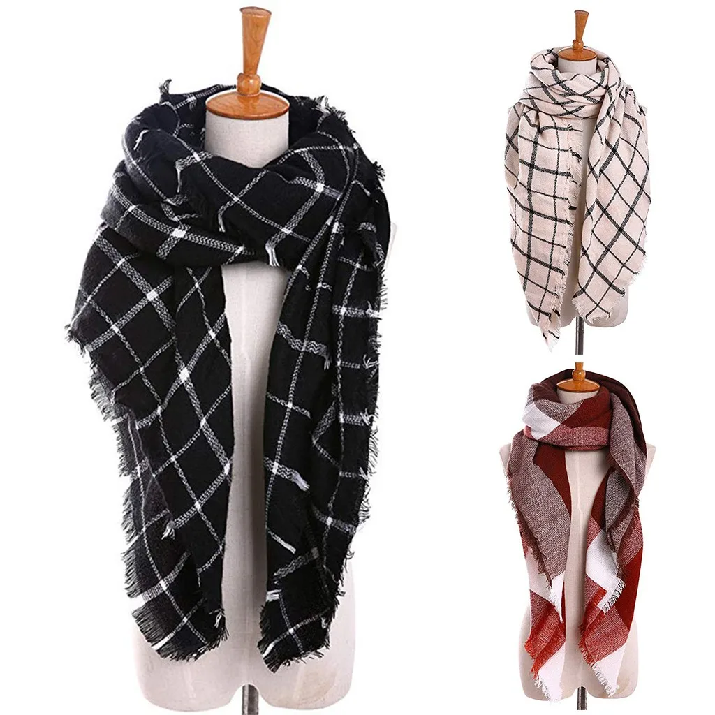 SAGACE женский осенне-зимний шарф с кисточками в клетку теплый шаль шарфы теплые