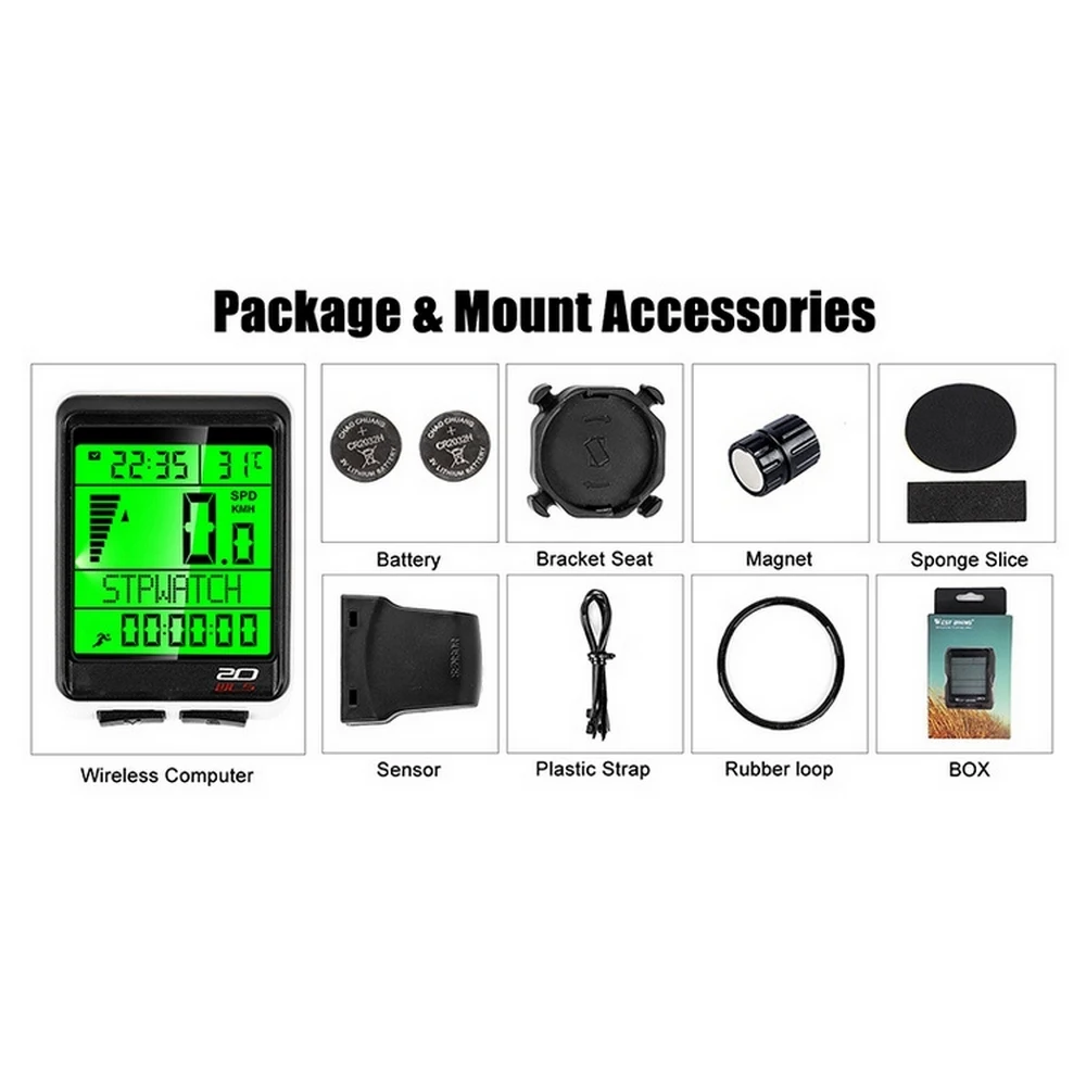 

2.1 Inch LED Waterproof Bicycle Computer Wireless 5 Language Cycling Bike Odometer Stopwatch Speedometer Bike Computer