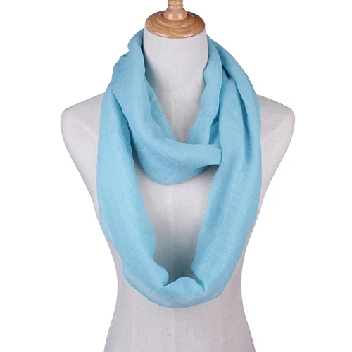 light blue Однотонный шарф-светильник с круговой петлей для женщин, шарф-снуд для девушек, шаль, дешевые шарфы - Цвет: light blue